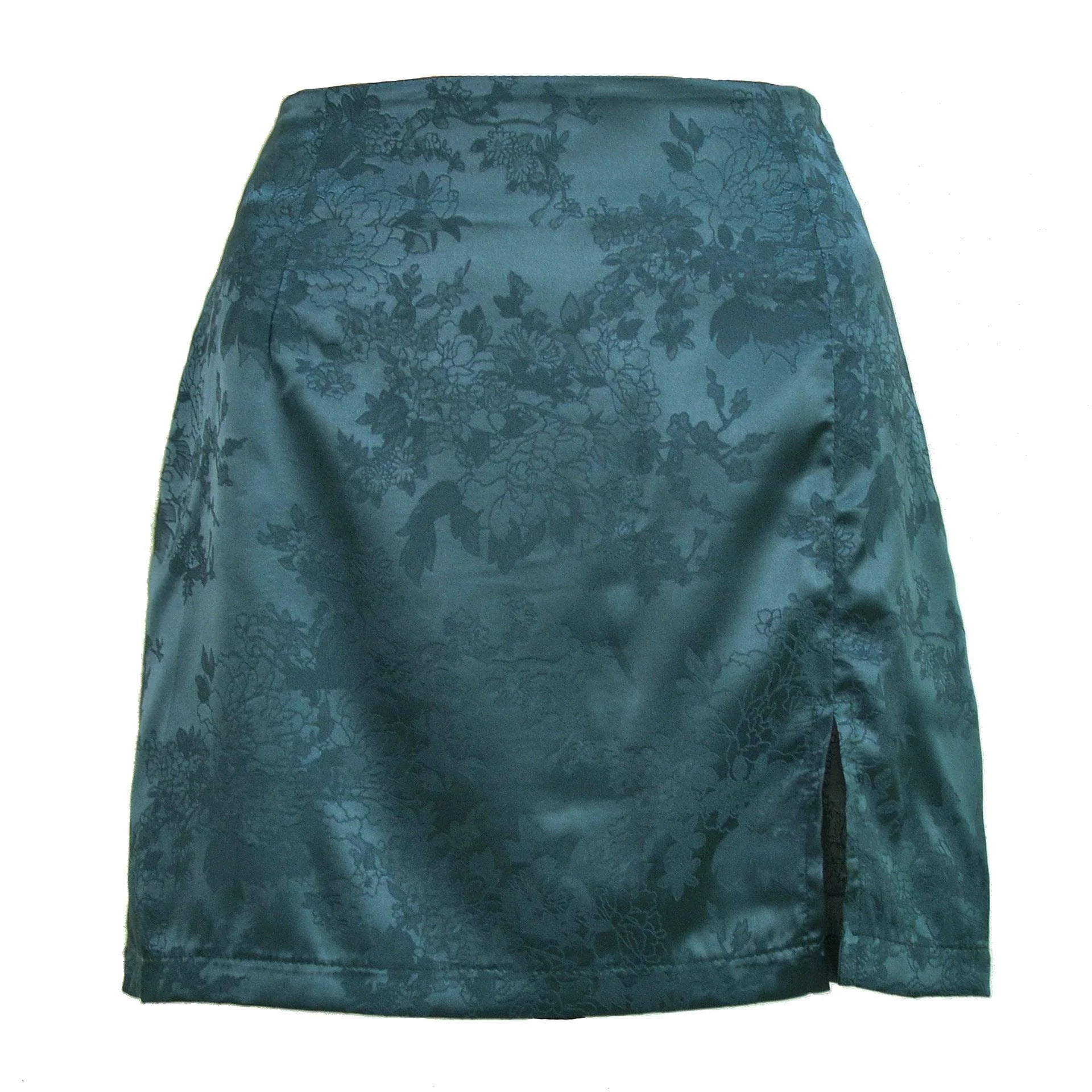 Satin high waist zipper slit skirt women - melvincucci