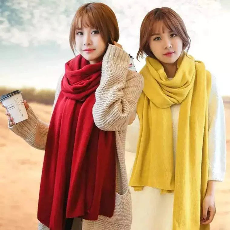 Scarf Female Winter Korean Version Of Knitted Wool  Cashmere Scarf Shawl Men And Women Solid Color Wild Collar - melvincucci