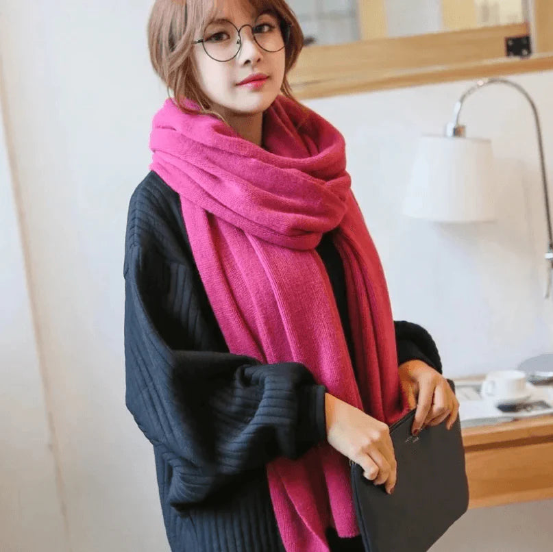 Scarf Female Winter Korean Version Of Knitted Wool  Cashmere Scarf Shawl Men And Women Solid Color Wild Collar - melvincucci