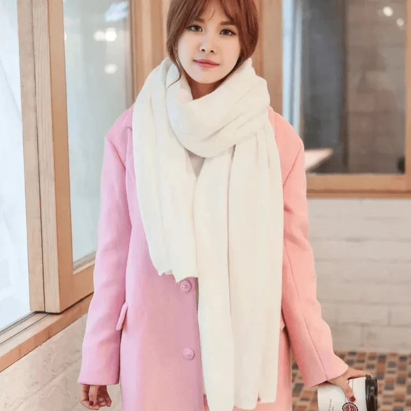 Scarf Female Winter Korean Version Of Knitted Wool  Cashmere Scarf Shawl Men And Women Solid Color Wild Collar - melvincucci