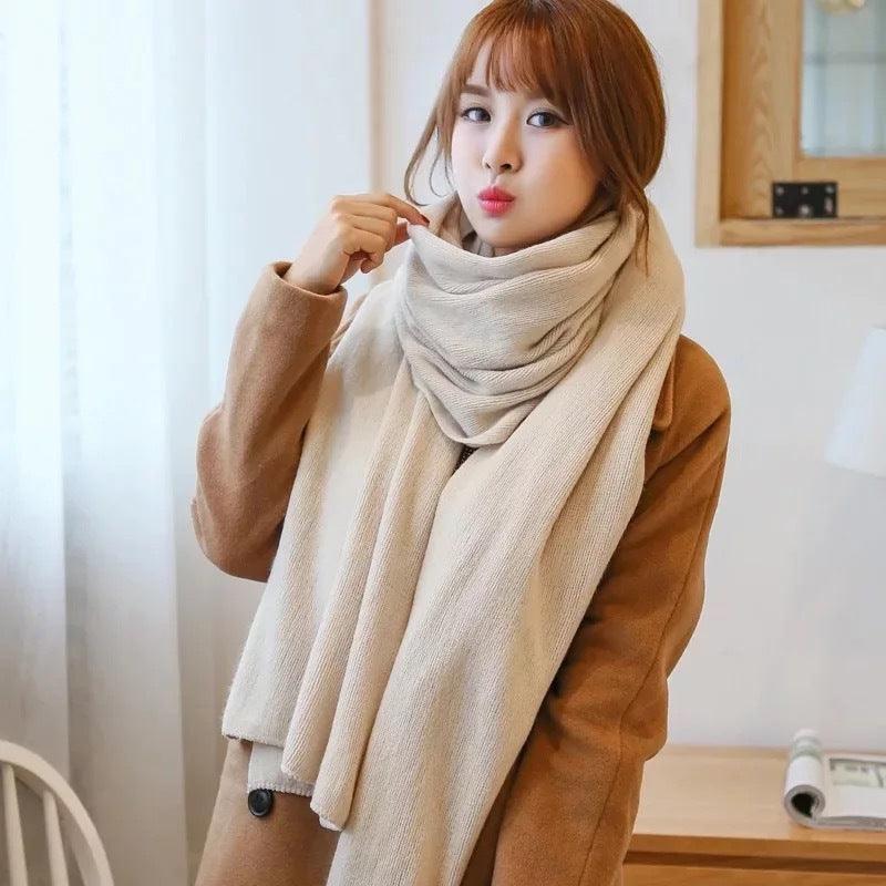 Scarf Female Winter Korean Version Of Knitted Wool  Cashmere Scarf Shawl Men And Women Solid Color Wild Collar - melvincucci