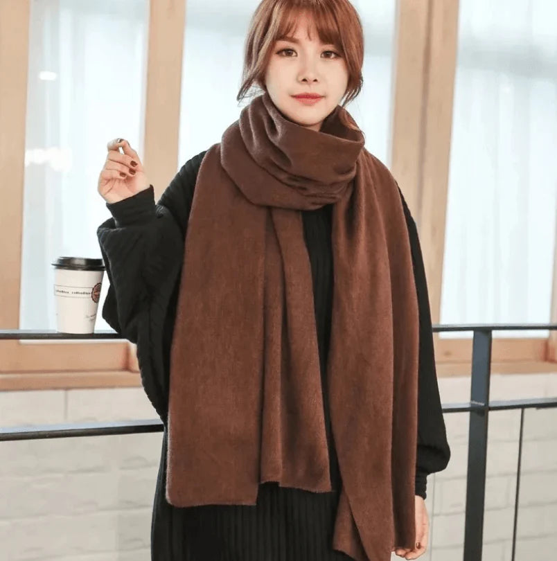 Scarf Female Winter Korean Version Of Knitted Wool  Cashmere Scarf Shawl Men And Women Solid Color Wild Collar - melvincucci