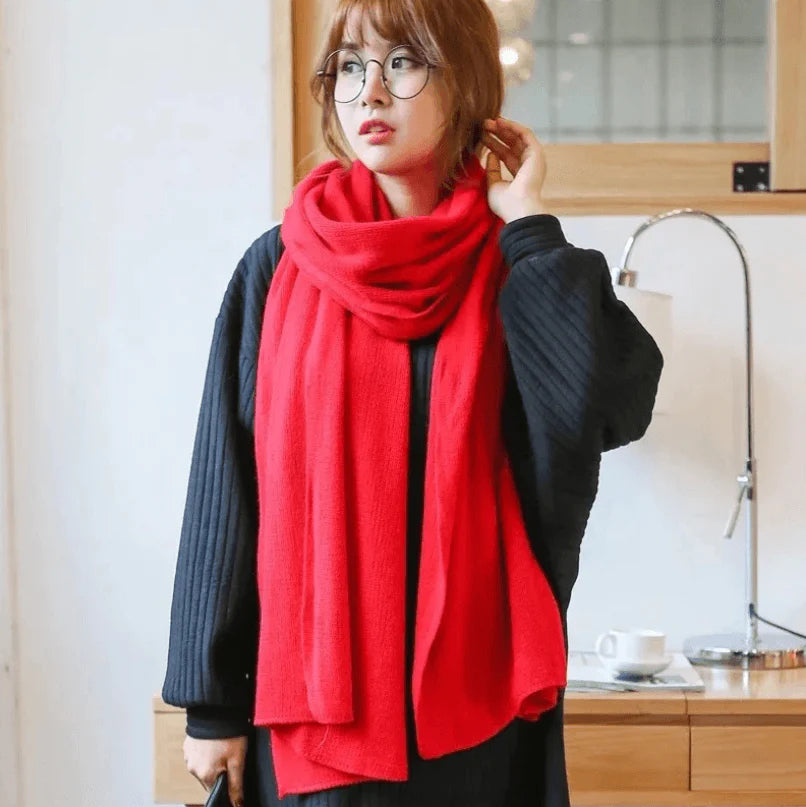 Scarf Female Winter Korean Version Of Knitted Wool  Cashmere Scarf Shawl Men And Women Solid Color Wild Collar - melvincucci