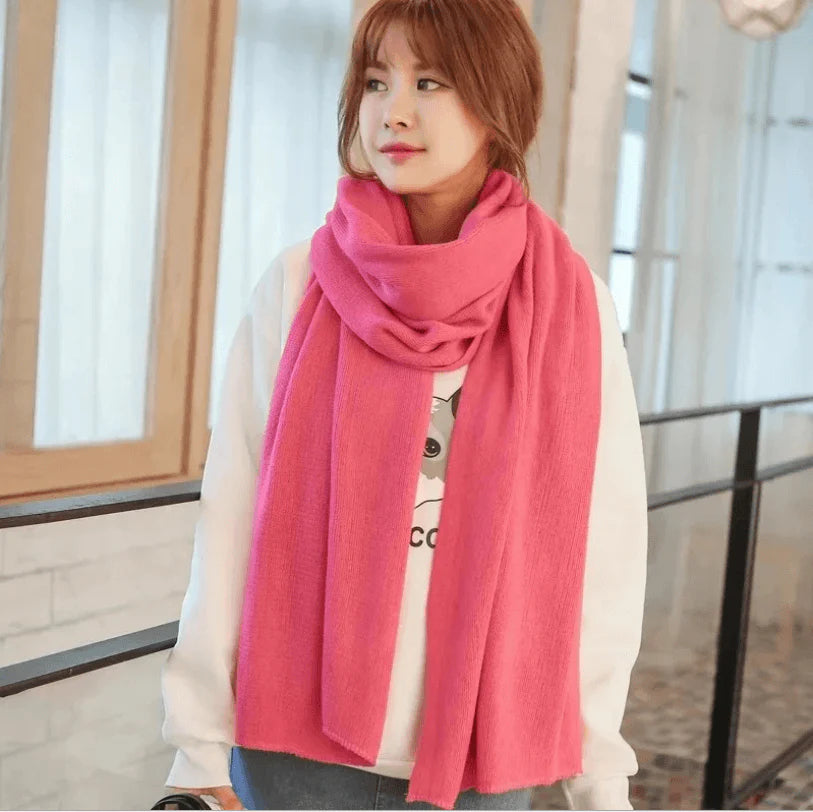 Scarf Female Winter Korean Version Of Knitted Wool  Cashmere Scarf Shawl Men And Women Solid Color Wild Collar - melvincucci