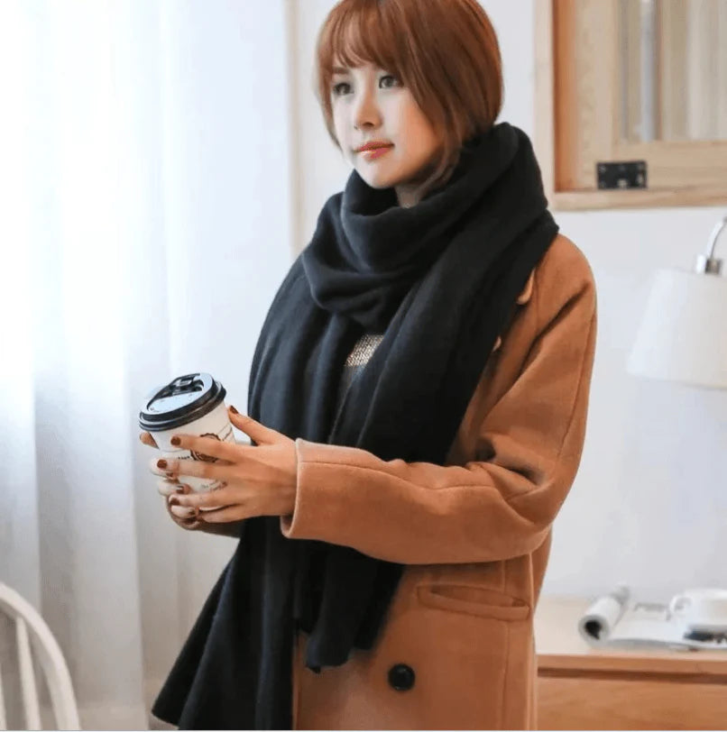 Scarf Female Winter Korean Version Of Knitted Wool  Cashmere Scarf Shawl Men And Women Solid Color Wild Collar - melvincucci