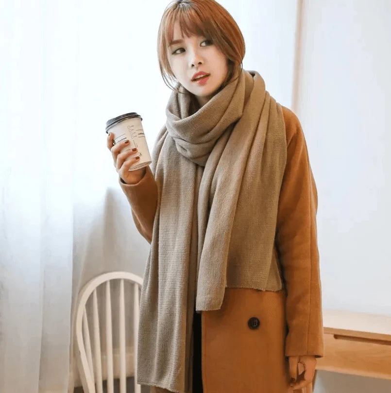 Scarf Female Winter Korean Version Of Knitted Wool  Cashmere Scarf Shawl Men And Women Solid Color Wild Collar - melvincucci