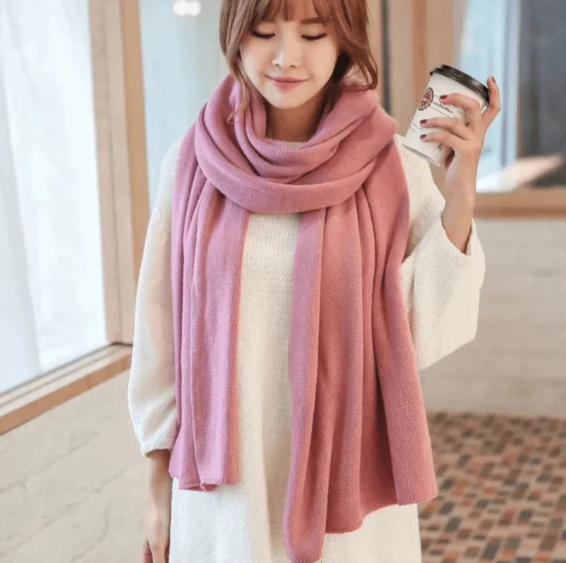 Scarf Female Winter Korean Version Of Knitted Wool  Cashmere Scarf Shawl Men And Women Solid Color Wild Collar - melvincucci
