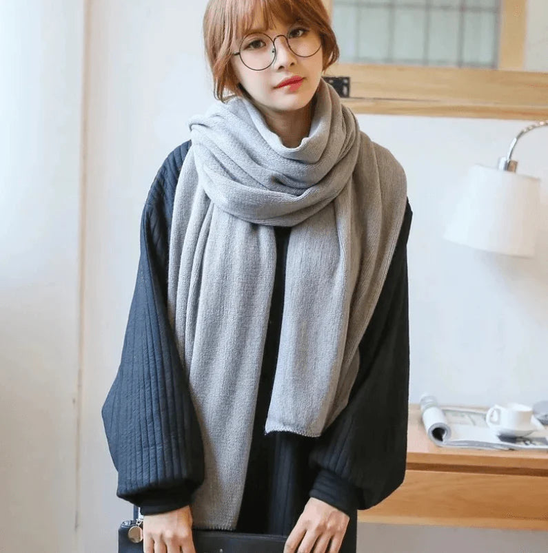 Scarf Female Winter Korean Version Of Knitted Wool  Cashmere Scarf Shawl Men And Women Solid Color Wild Collar - melvincucci