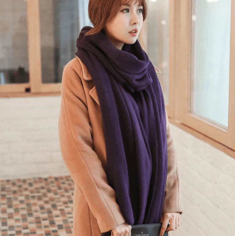 Scarf Female Winter Korean Version Of Knitted Wool  Cashmere Scarf Shawl Men And Women Solid Color Wild Collar - melvincucci