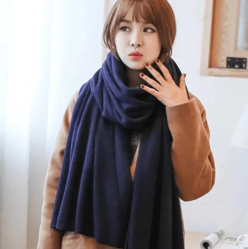 Scarf Female Winter Korean Version Of Knitted Wool  Cashmere Scarf Shawl Men And Women Solid Color Wild Collar - melvincucci