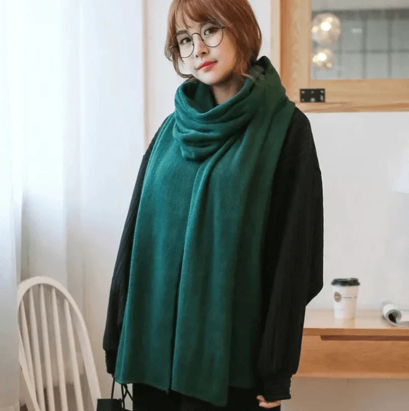 Scarf Female Winter Korean Version Of Knitted Wool  Cashmere Scarf Shawl Men And Women Solid Color Wild Collar - melvincucci