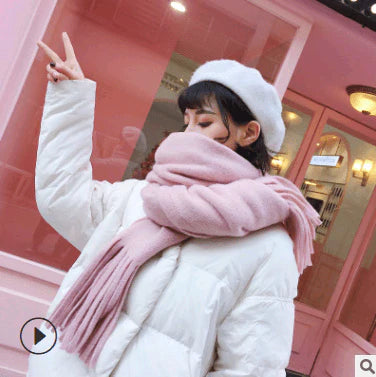 Scarf women's winter knit wild thick autumn and winter wool couple simple scarf - melvincucci