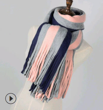 Scarf women's winter knit wild thick autumn and winter wool couple simple scarf - melvincucci