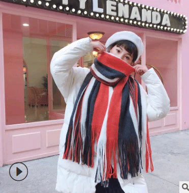 Scarf women's winter knit wild thick autumn and winter wool couple simple scarf - melvincucci