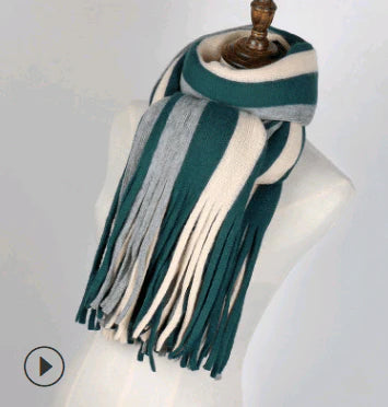 Scarf women's winter knit wild thick autumn and winter wool couple simple scarf - melvincucci