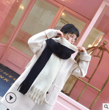 Scarf women's winter knit wild thick autumn and winter wool couple simple scarf - melvincucci