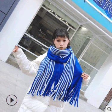 Scarf women's winter knit wild thick autumn and winter wool couple simple scarf - melvincucci