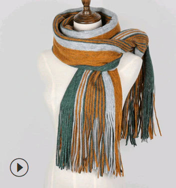 Scarf women's winter knit wild thick autumn and winter wool couple simple scarf - melvincucci