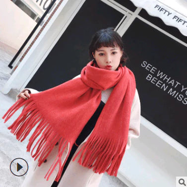 Scarf women's winter knit wild thick autumn and winter wool couple simple scarf - melvincucci
