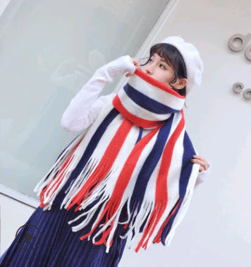 Scarf women's winter knit wild thick autumn and winter wool couple simple scarf - melvincucci