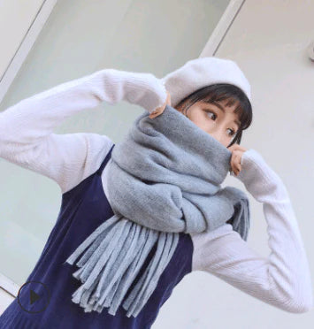Scarf women's winter knit wild thick autumn and winter wool couple simple scarf - melvincucci
