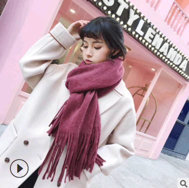 Scarf women's winter knit wild thick autumn and winter wool couple simple scarf - melvincucci