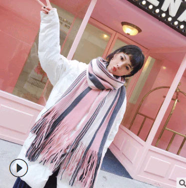 Scarf women's winter knit wild thick autumn and winter wool couple simple scarf - melvincucci