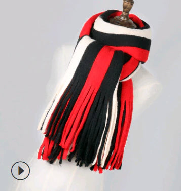 Scarf women's winter knit wild thick autumn and winter wool couple simple scarf - melvincucci