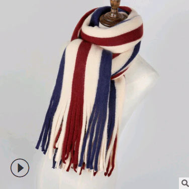 Scarf women's winter knit wild thick autumn and winter wool couple simple scarf - melvincucci