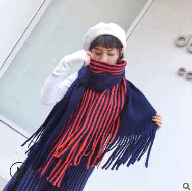 Scarf women's winter knit wild thick autumn and winter wool couple simple scarf - melvincucci