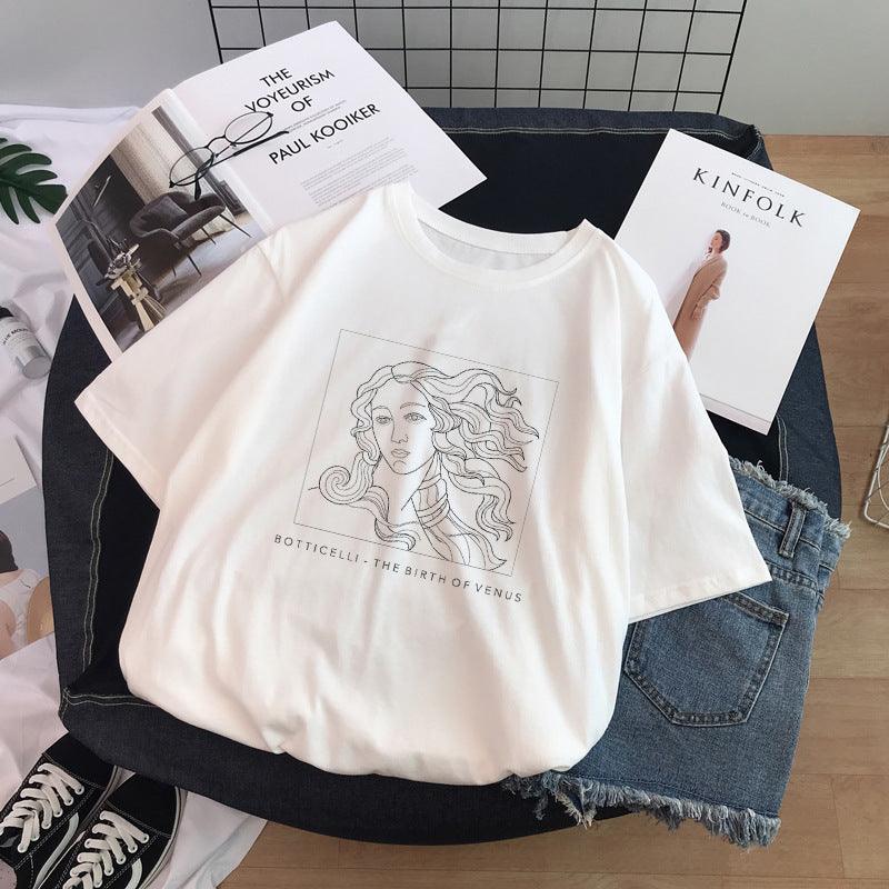Sculpture Print T-Shirt Short Sleeve Women - melvincucci