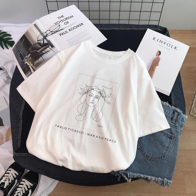 Sculpture Print T-Shirt Short Sleeve Women - melvincucci