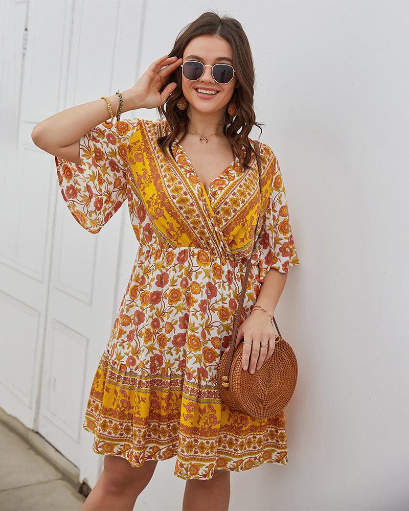 Self-designed Large Size Printed Dress Sexy Skirt - melvincucci