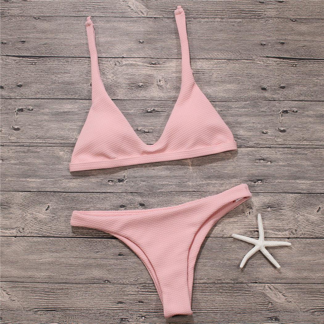 Sexy Bikinis Women Swimsuit Solid Bathing Swim Suit Bikini Set Swimwear Biquini Beachwear - melvincucci