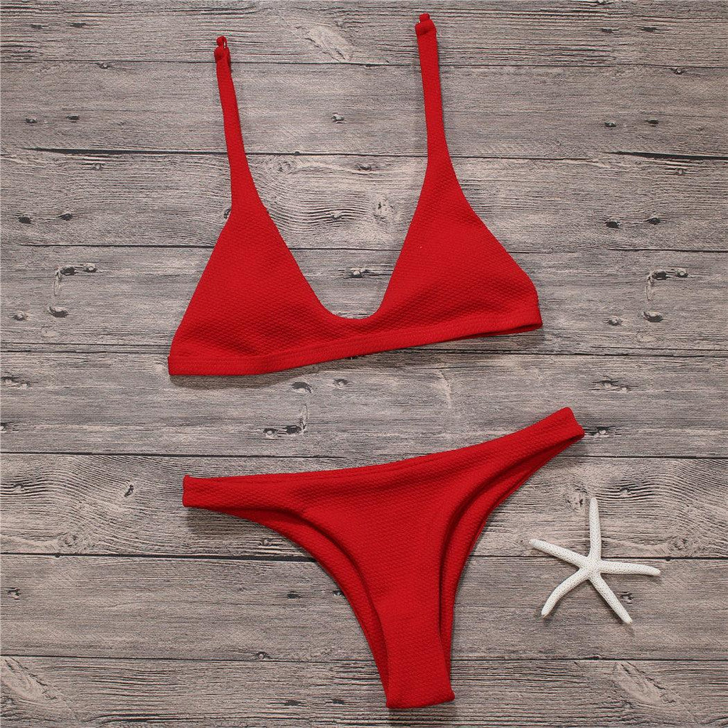 Sexy Bikinis Women Swimsuit Solid Bathing Swim Suit Bikini Set Swimwear Biquini Beachwear - melvincucci