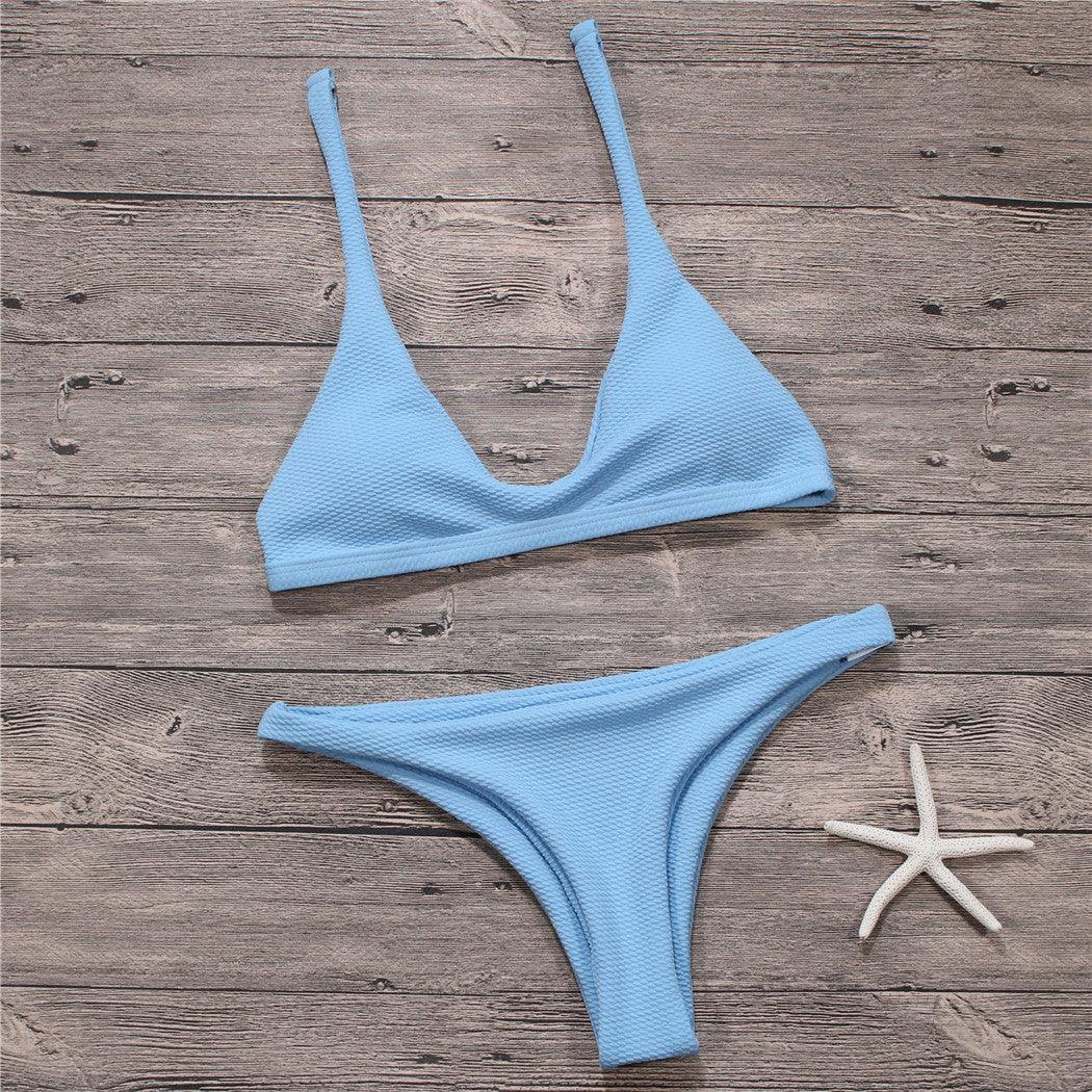 Sexy Bikinis Women Swimsuit Solid Bathing Swim Suit Bikini Set Swimwear Biquini Beachwear - melvincucci