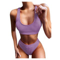 Sexy Knitting Bikini Female Swimsuit High Waist Swimwear Women 2020 Solid Bikini Set Two Pieces Swimsuit Bathing Suit Beachwear - melvincucci