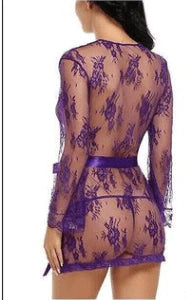 Sexy lingerie bathrobe strappy nightdress set - melvincucci