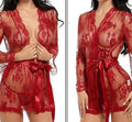 Sexy lingerie bathrobe strappy nightdress set - melvincucci