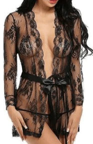 Sexy lingerie bathrobe strappy nightdress set - melvincucci