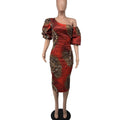 Sexy Lotus Leaf Lantern Sleeve African Dress - melvincucci