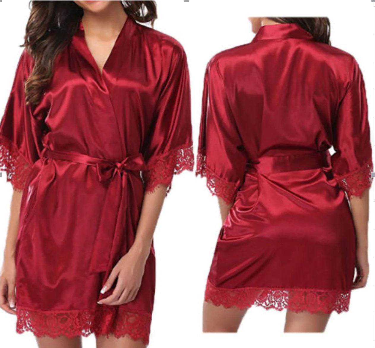 Sexy nightdress with ice silk bathrobe - melvincucci