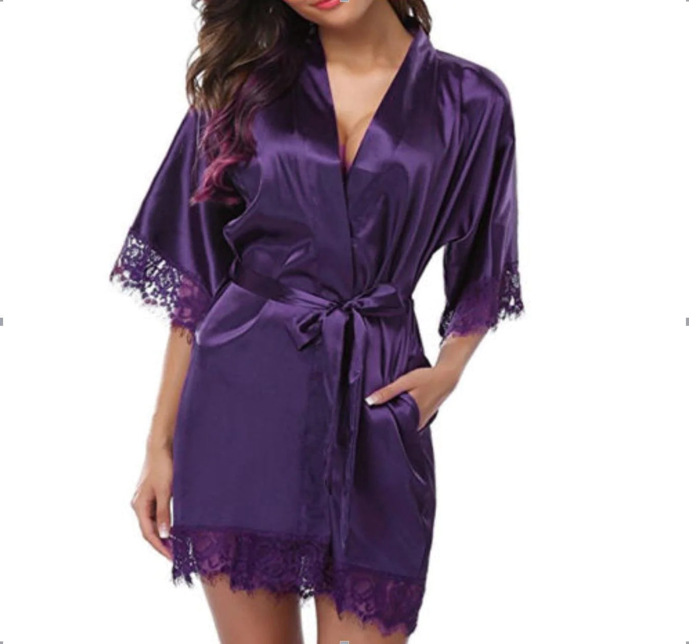 Sexy nightdress with ice silk bathrobe - melvincucci