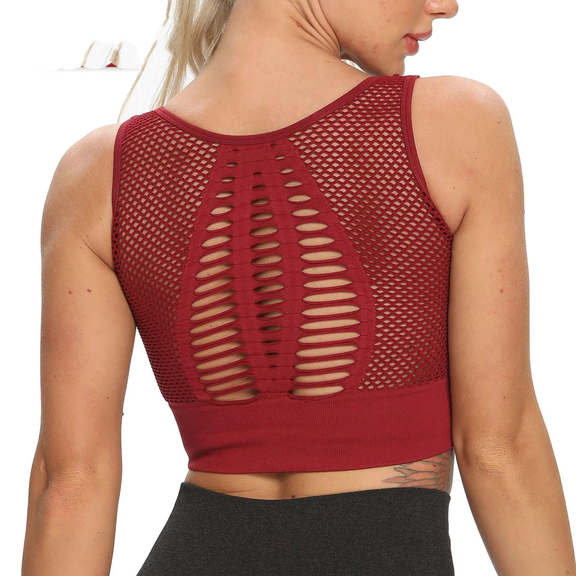 Sexy Sollow Breathable Mesh Beauty Back Sports Fitness Top - melvincucci