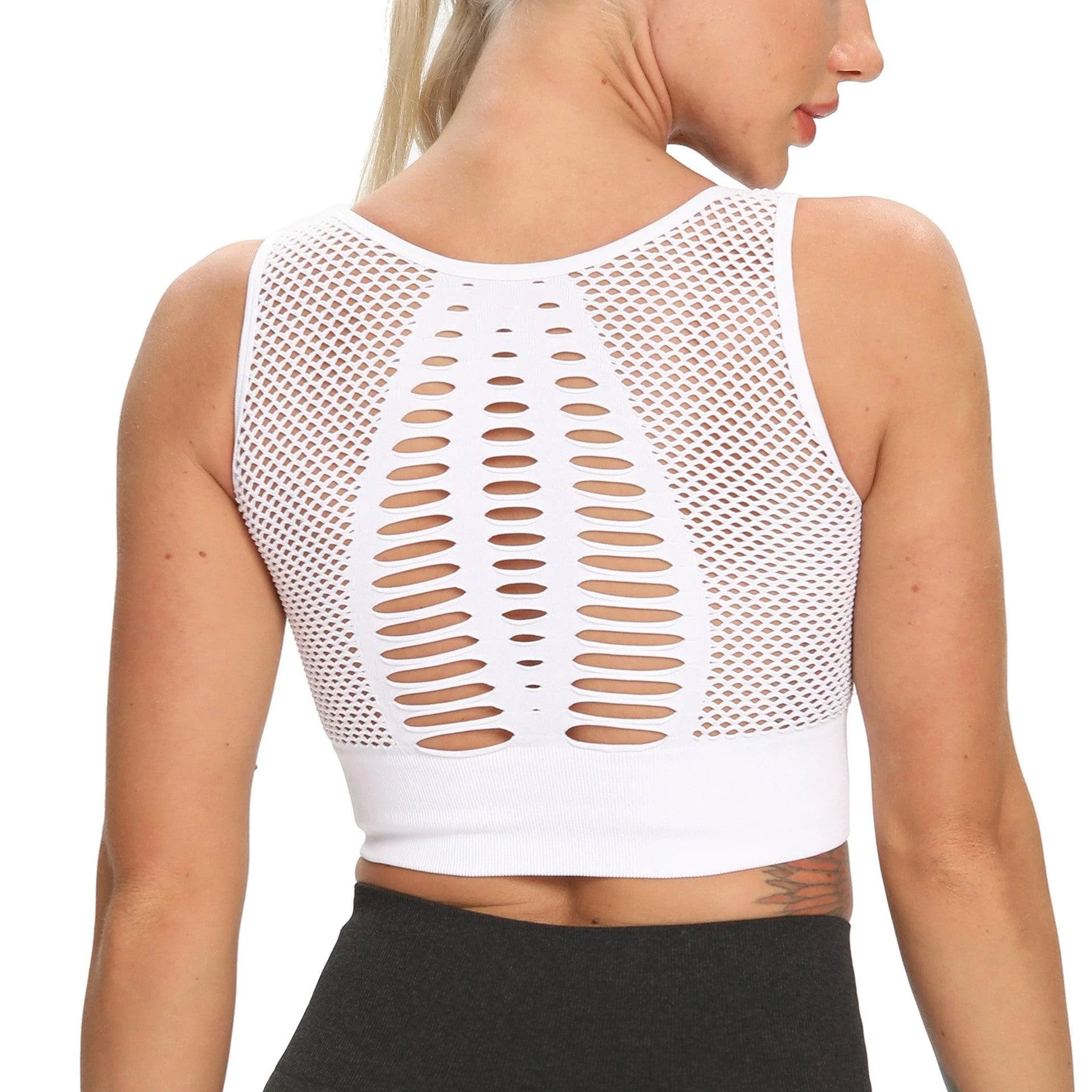 Sexy Sollow Breathable Mesh Beauty Back Sports Fitness Top - melvincucci