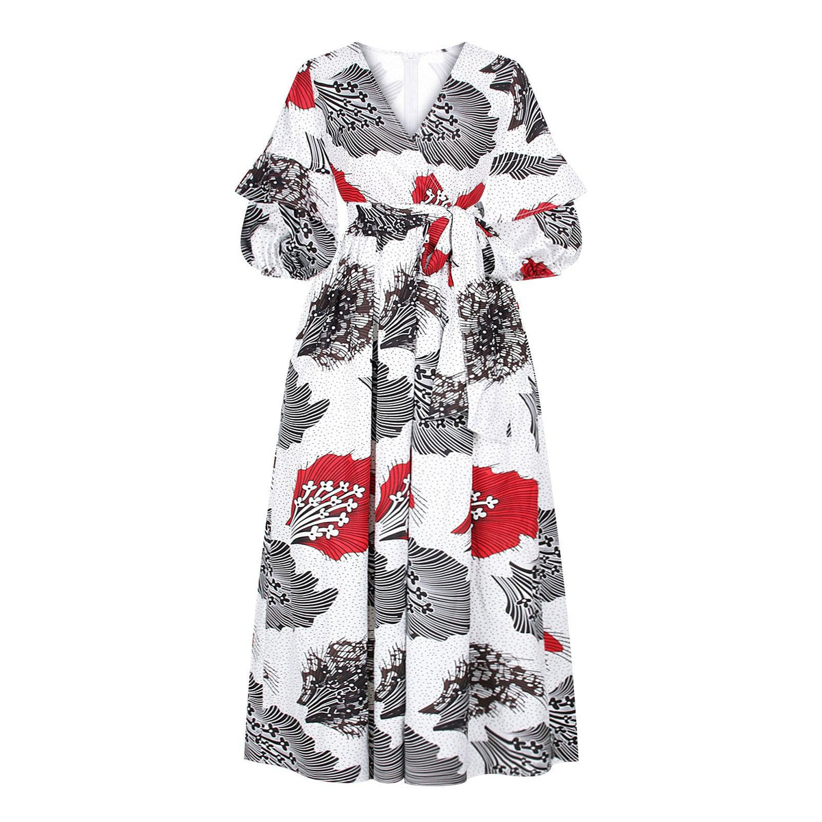 Sexy V-neck 3 4 sleeve dress African ethnic - melvincucci
