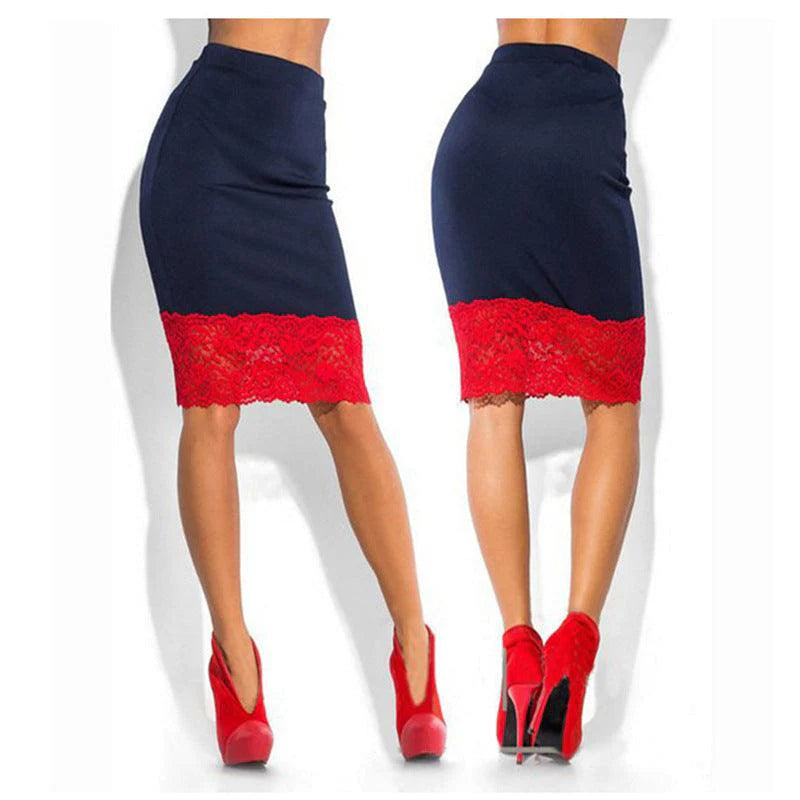 Sexy Women Formal Stretch High Waist Short Lace Mini Skirt Pencil Skirt Red Black Skirt - melvincucci