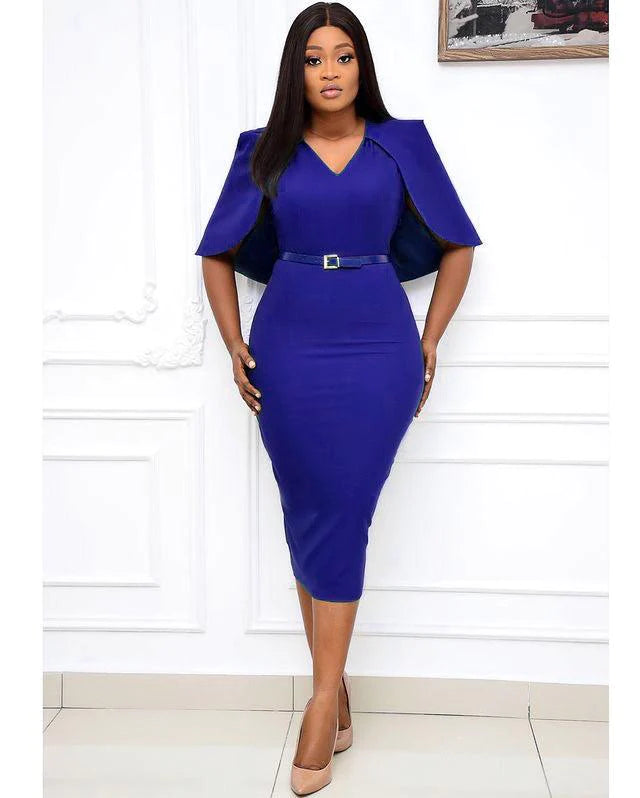 Shawl Fake Two-piece African Dress Women's OL Commuter Pencil Skirt - melvincucci