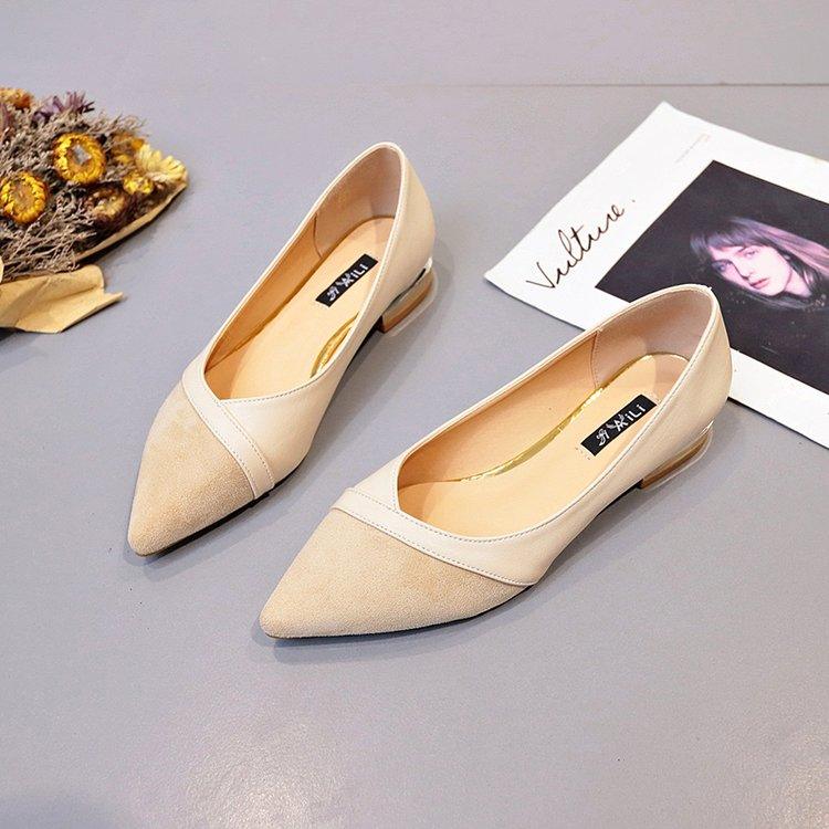 Shoe Lady 2021 Spring Han Edition New Low Heel Is Pointed Shallow Mouth Single Shoe Black  Shoe - melvincucci