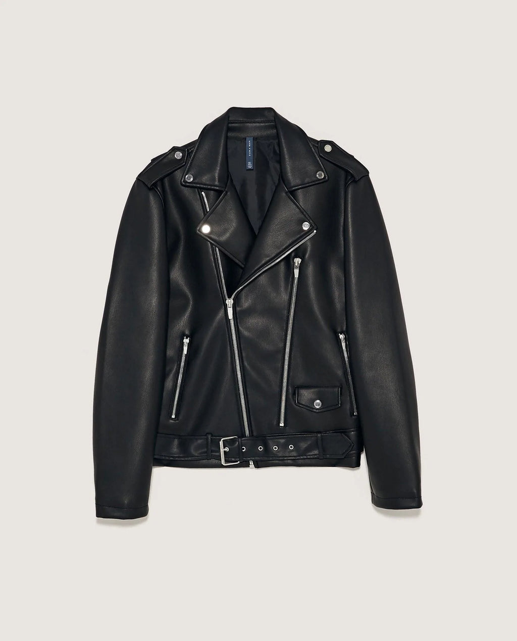 Short Belt Lapel Small Leather Motorcycle Leather Jacket - melvincucci